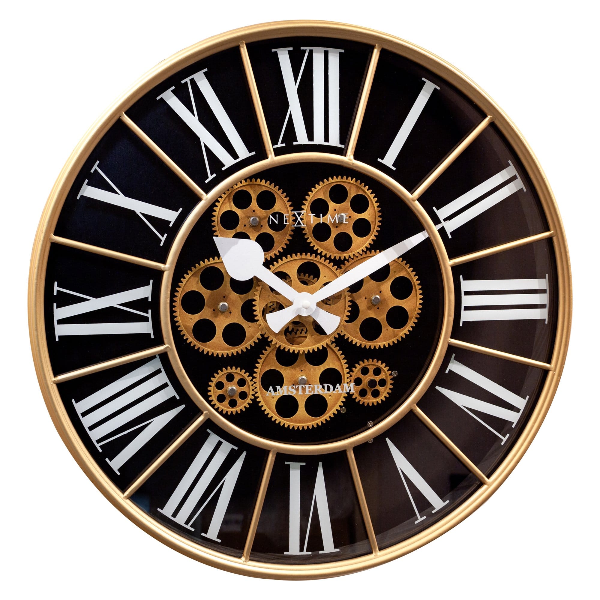 NeXtime Clocks Moving Gear large wall clock, 50cm diameter with industrial gear design, named "William."